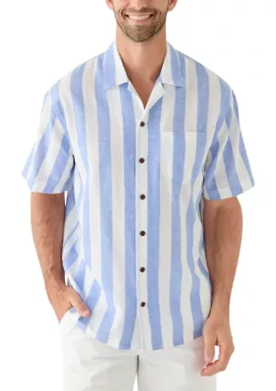 Men's Short Sleeve Linen and Cotten Camp Shirt