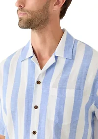 Men's Short Sleeve Linen and Cotten Camp Shirt