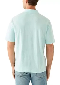 Men's Short Sleeve Printed Slub Cotton Polo