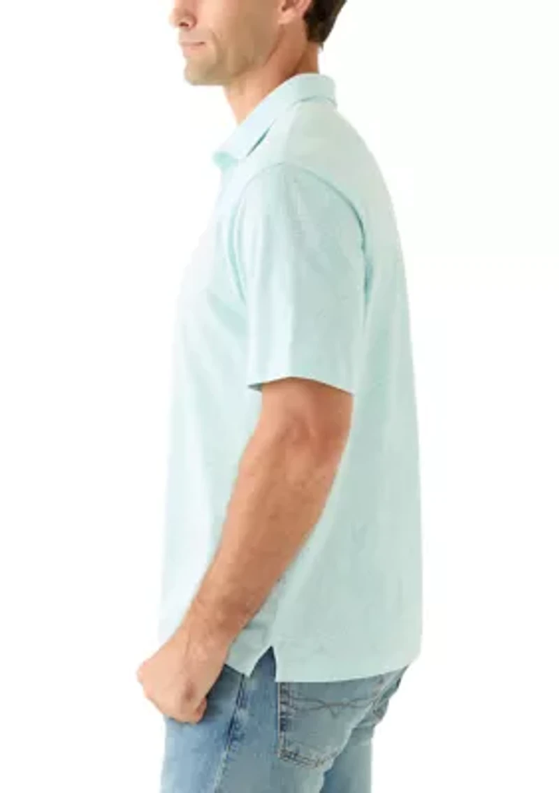 Men's Short Sleeve Printed Slub Cotton Polo