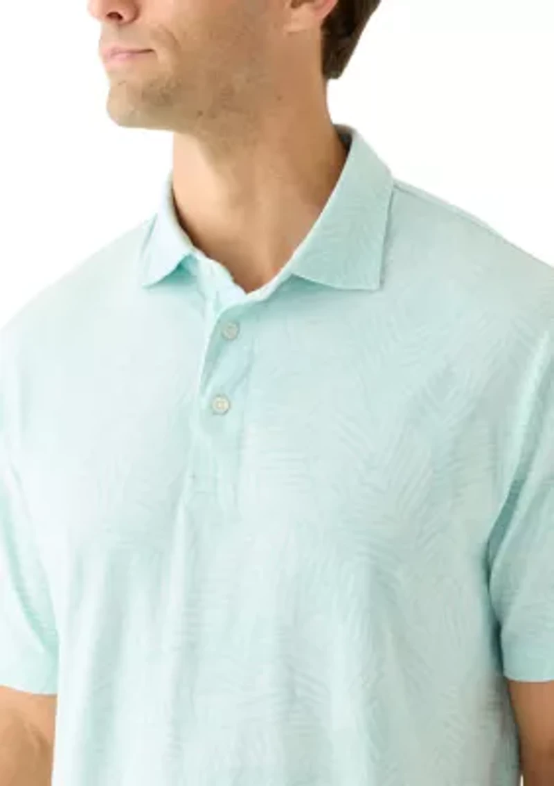 Men's Short Sleeve Printed Slub Cotton Polo