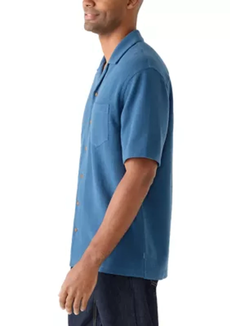 Men's Short Sleeve Slub Knit Camp Shirt