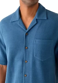 Men's Short Sleeve Slub Knit Camp Shirt