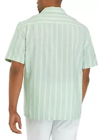 Short Sleeve Cotton Stripe Camp Shirt