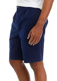 9" Pleated Twill Shorts