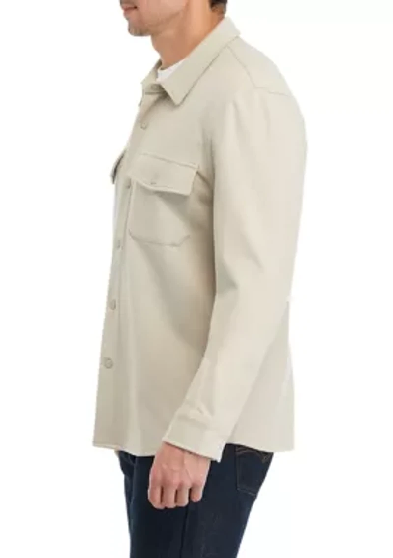 Men's Long Sleeve Collared Snap Shirt Jacket