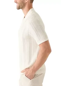 Men's Mixed Stitch Button Front Short Sleeve Sweater