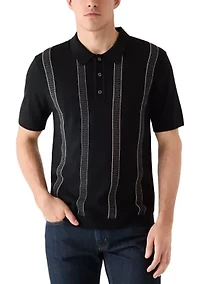 Men's Short Sleeve Striped Polo Sweater