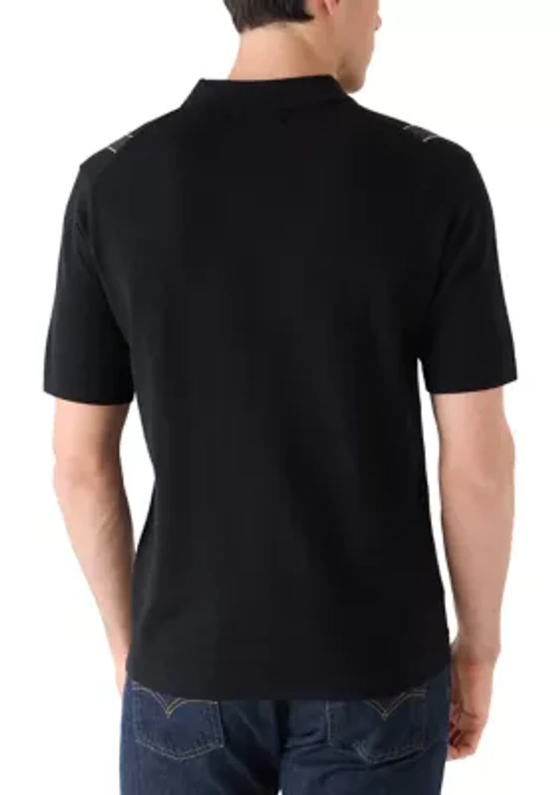 Men's Short Sleeve Striped Polo Sweater