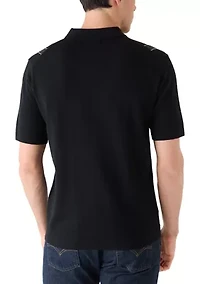 Men's Short Sleeve Striped Polo Sweater