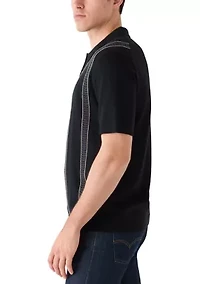 Men's Short Sleeve Striped Polo Sweater
