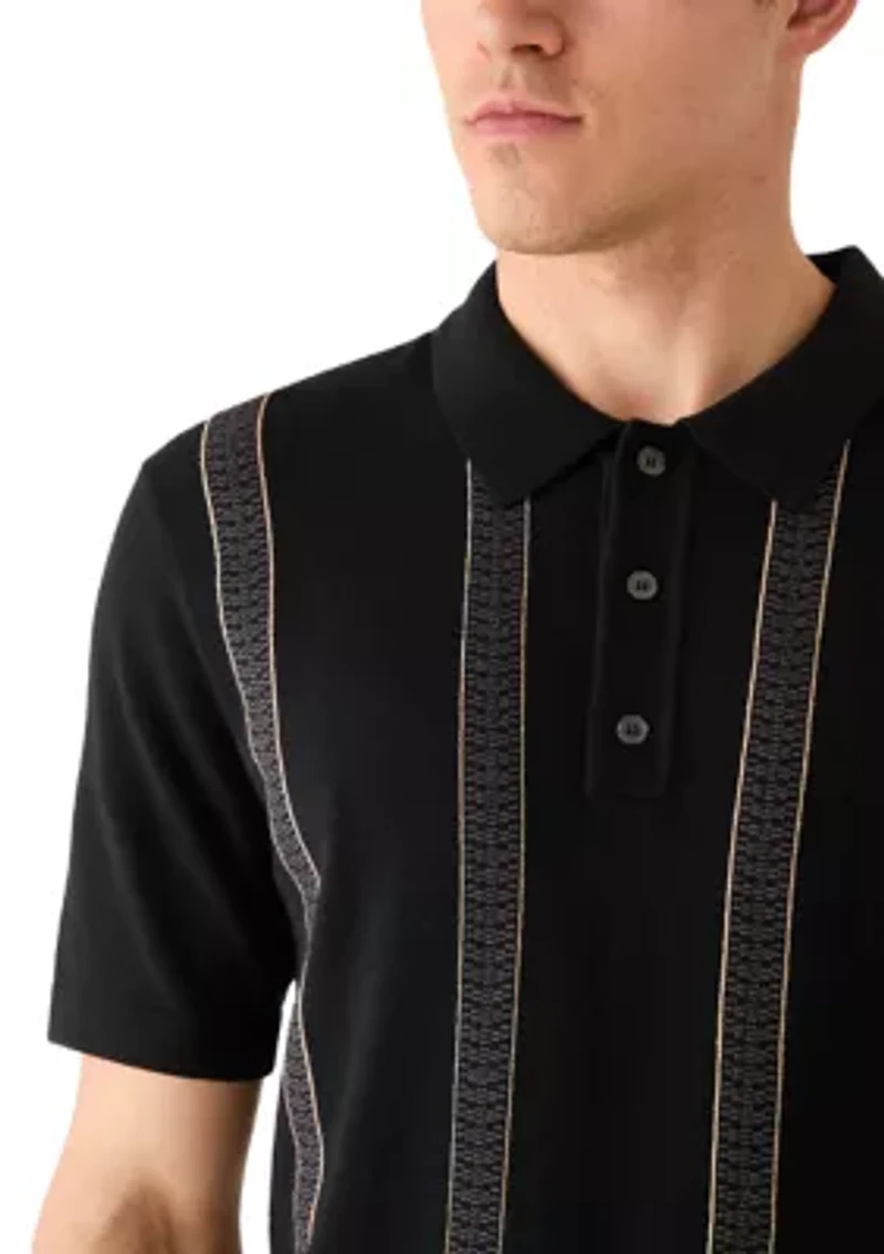Men's Short Sleeve Striped Polo Sweater