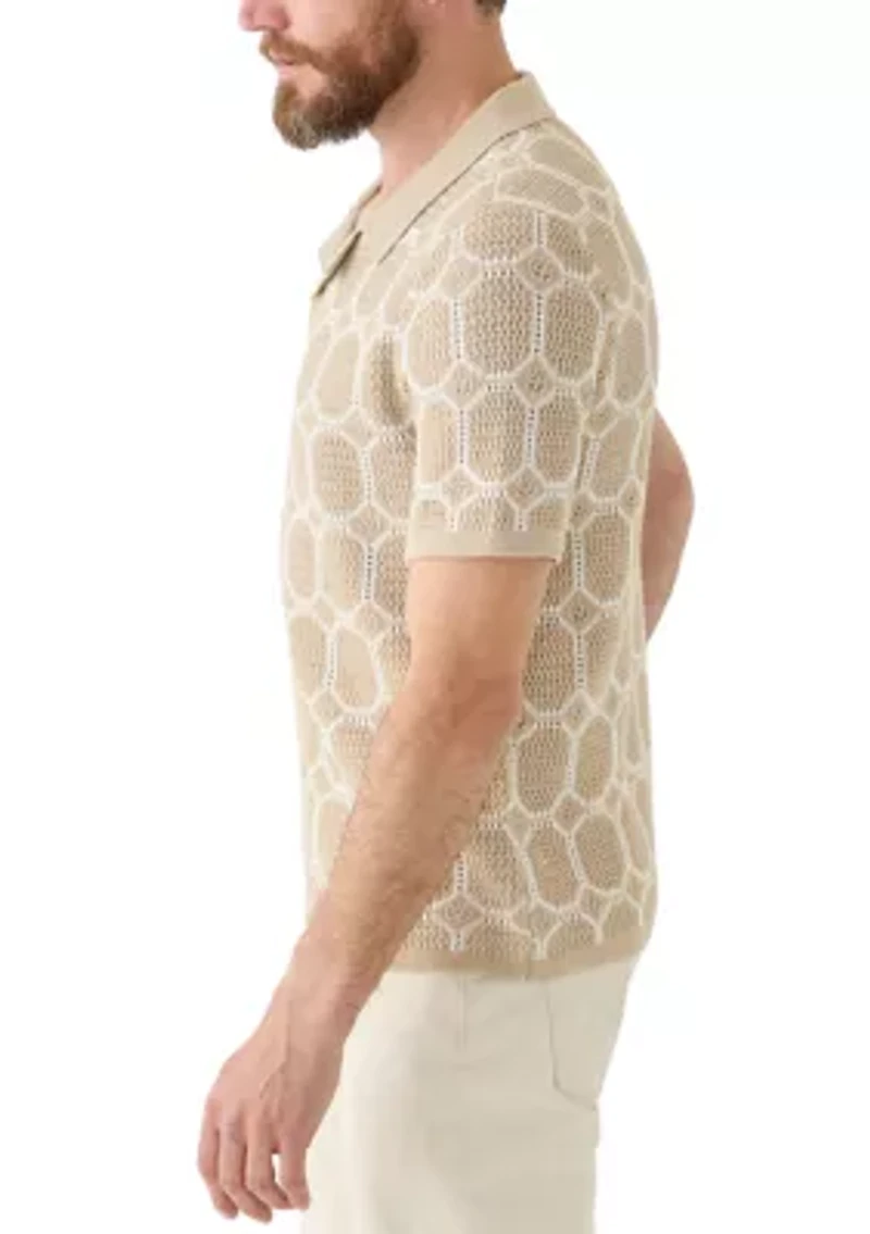 Men's Open Stitch Button Front Sweater Knit Cardigan