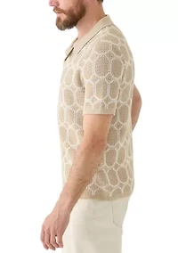 Men's Open Stitch Button Front Sweater Knit Cardigan