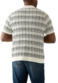 Big & Tall Short Sleeve Crochet Button Down Shirt