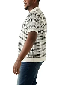 Big & Tall Short Sleeve Crochet Button Down Shirt