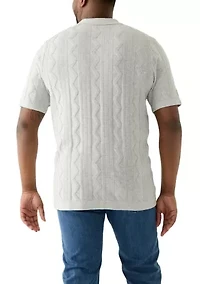 Big & Tall Short Sleeve Button Down Textured Patterned Shirt