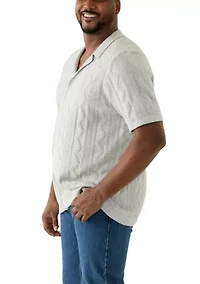 Big & Tall Short Sleeve Button Down Textured Patterned Shirt