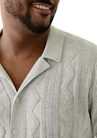Big & Tall Short Sleeve Button Down Textured Patterned Shirt
