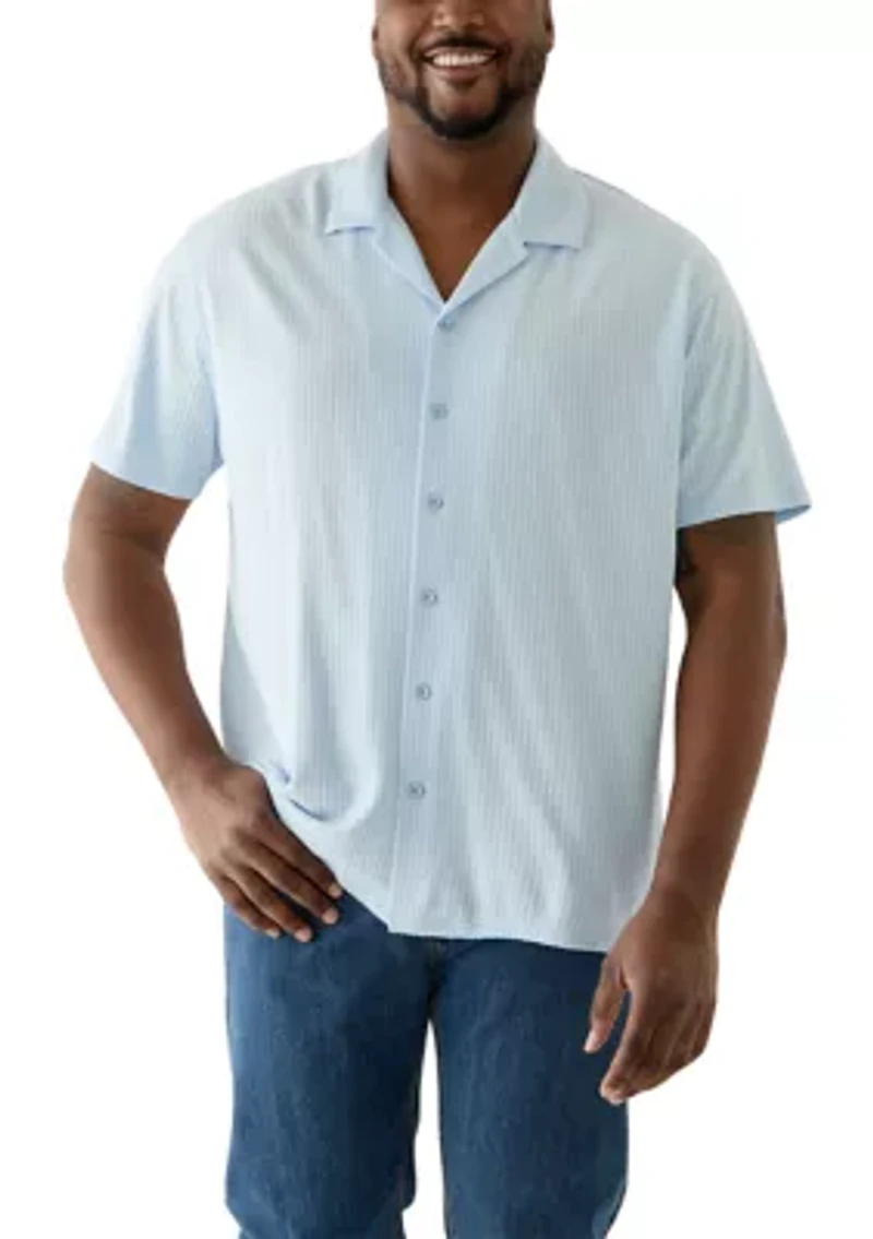 Big & Tall Short Sleeve Button Down Textured Shirt