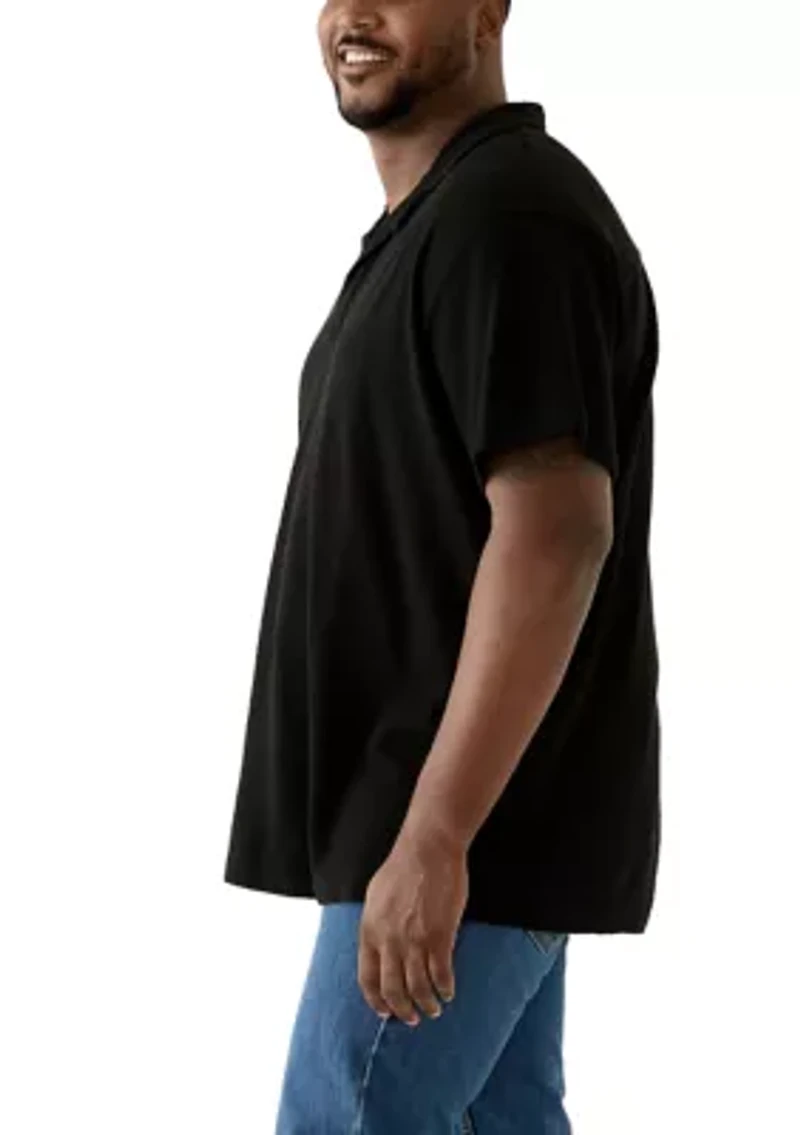 Big & Tall Short Sleeve Johnny Collar Polo Shirt