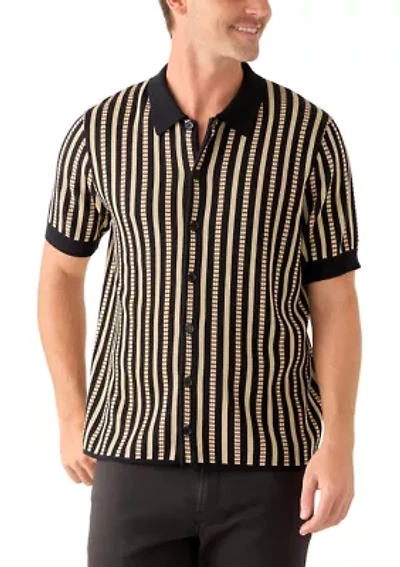 Men's Short Sleeve Patterned Button Up Polo Shirt