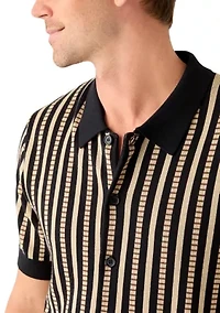 Men's Short Sleeve Patterned Button Up Polo Shirt