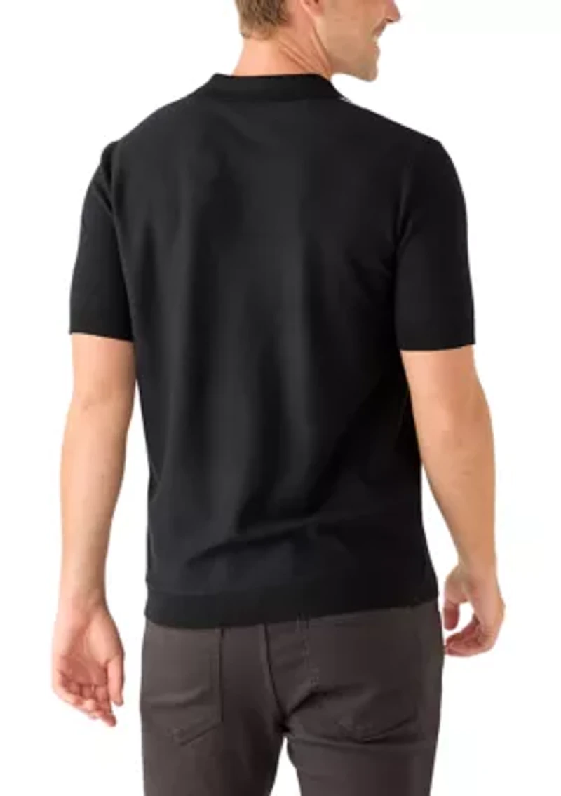 Men's Short Sleeve Button Striped Polo Shirt