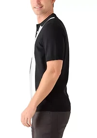 Men's Short Sleeve Button Striped Polo Shirt