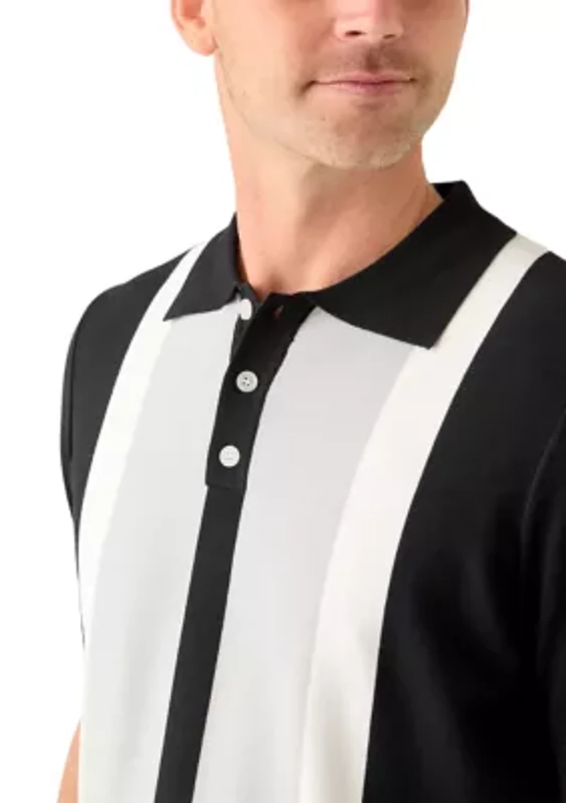 Men's Short Sleeve Button Striped Polo Shirt