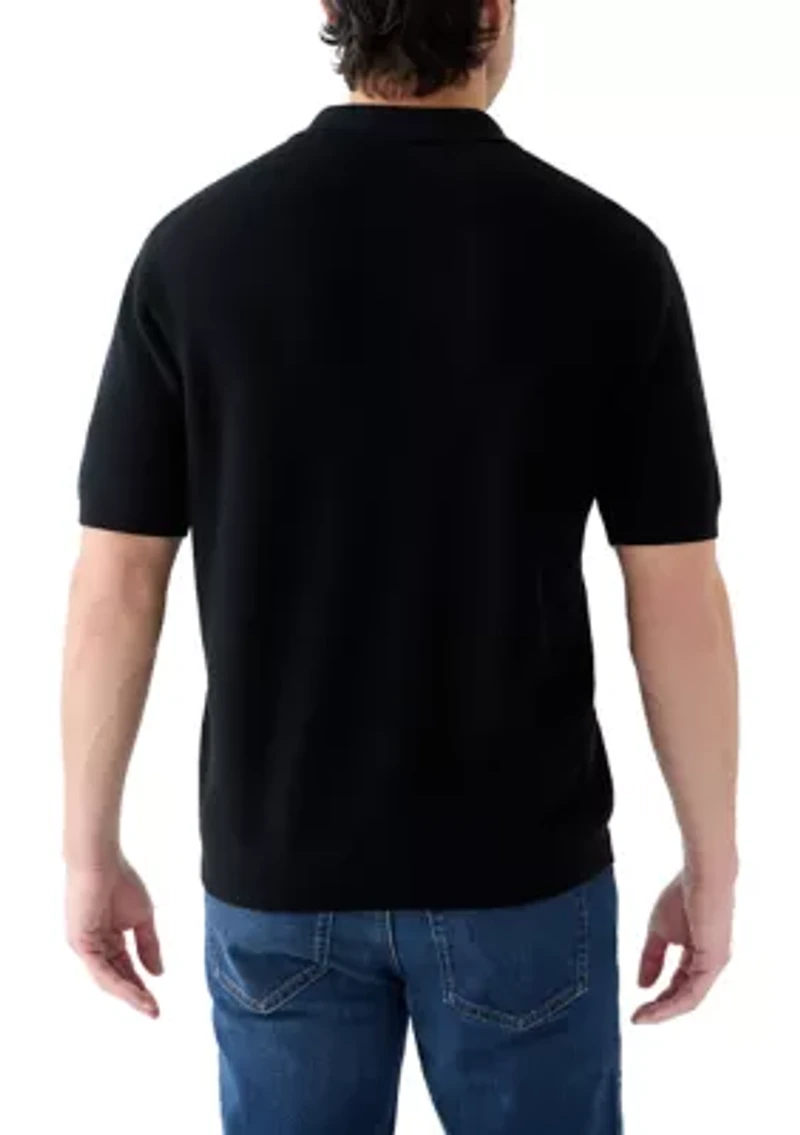 Men's Short Sleeve Ribbed Cotton Pullover