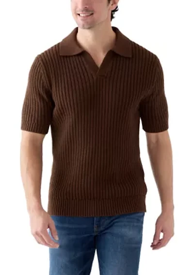 Men's Crochet Johnny Collar Polo Shirt