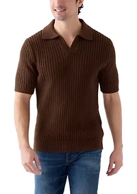 Men's Crochet Johnny Collar Polo Shirt