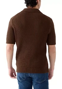 Men's Crochet Johnny Collar Polo Shirt