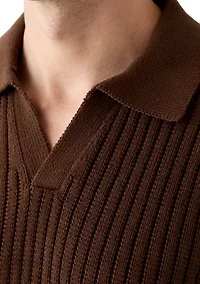 Men's Crochet Johnny Collar Polo Shirt