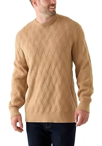 Big & Tall Long Sleeve Basket Weave Stitched Sweater