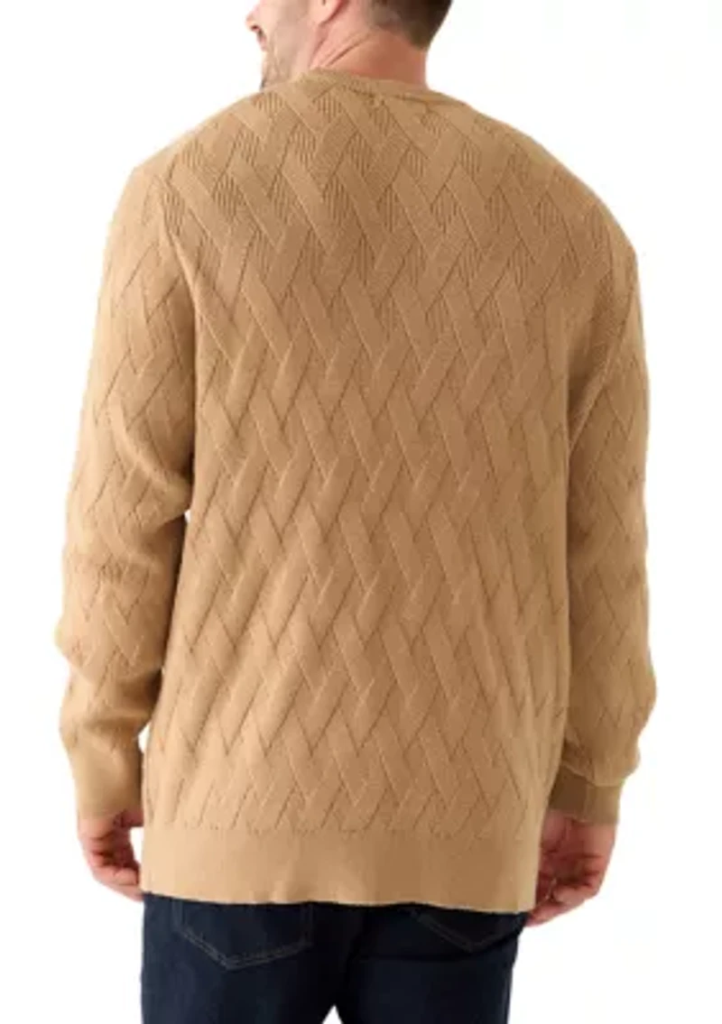 Big & Tall Long Sleeve Basket Weave Stitched Sweater