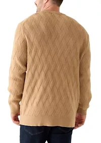 Big & Tall Long Sleeve Basket Weave Stitched Sweater