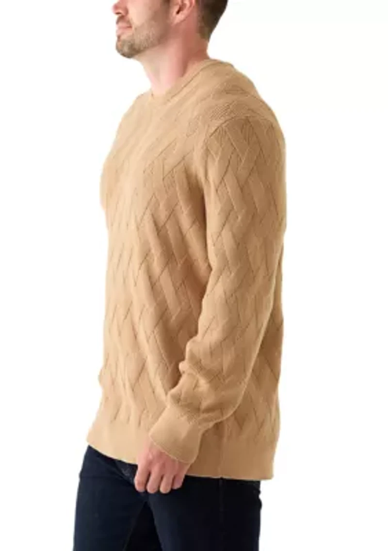 Big & Tall Long Sleeve Basket Weave Stitched Sweater