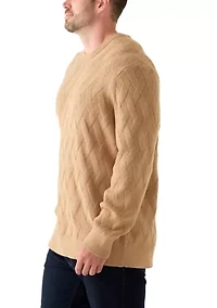 Big & Tall Long Sleeve Basket Weave Stitched Sweater