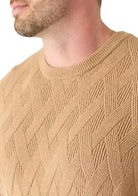 Big & Tall Long Sleeve Basket Weave Stitched Sweater