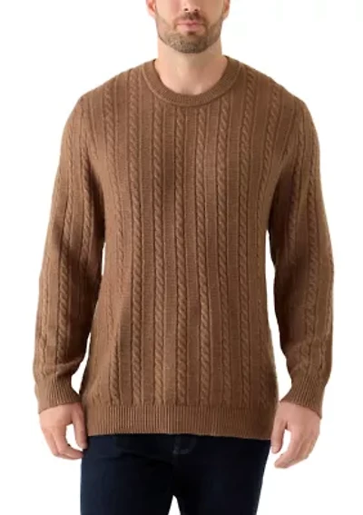 Big & Tall Long Sleeve Crew Neck Cable Knit Sweater