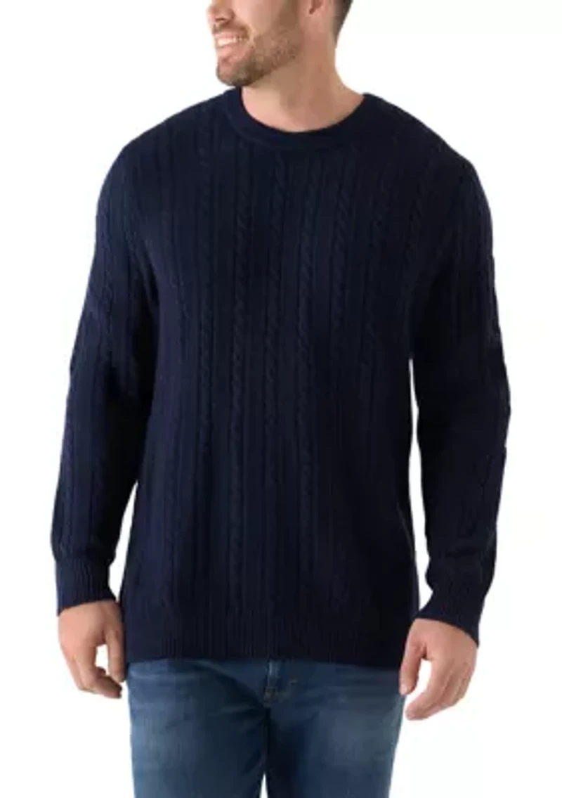 Big & Tall Long Sleeve Crew Neck Cable Knit Sweater