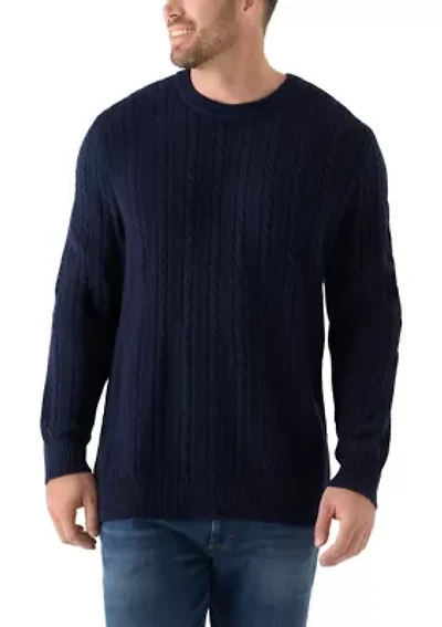 Big & Tall Long Sleeve Crew Neck Cable Knit Sweater
