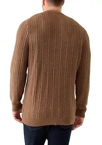 Big & Tall Long Sleeve Crew Neck Cable Knit Sweater