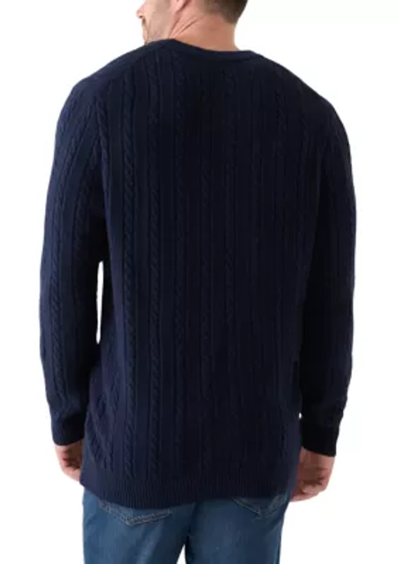 Big & Tall Long Sleeve Crew Neck Cable Knit Sweater