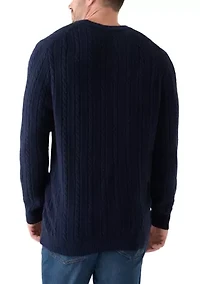 Big & Tall Long Sleeve Crew Neck Cable Knit Sweater