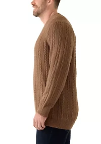 Big & Tall Long Sleeve Crew Neck Cable Knit Sweater