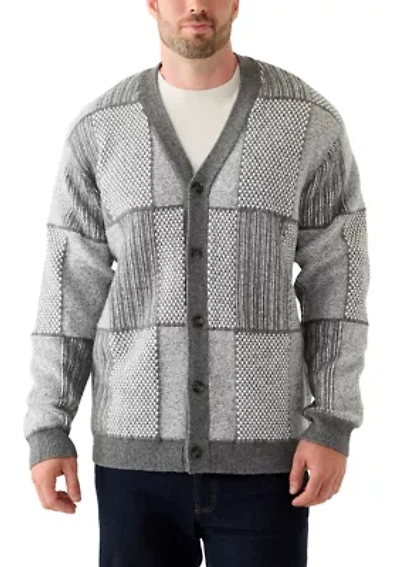 Big & Tall Long Sleeve Button Up Patchwork Textured Cardigan