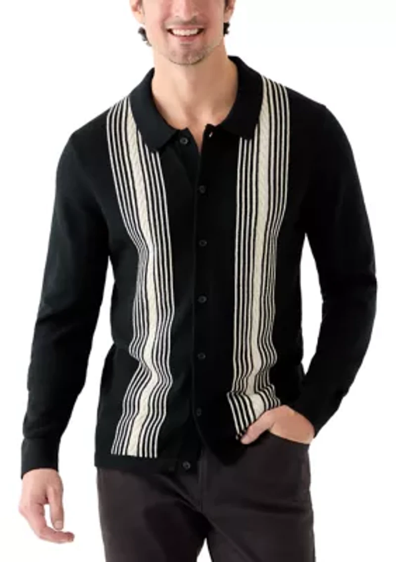 Men's Button Front Cable Sweater